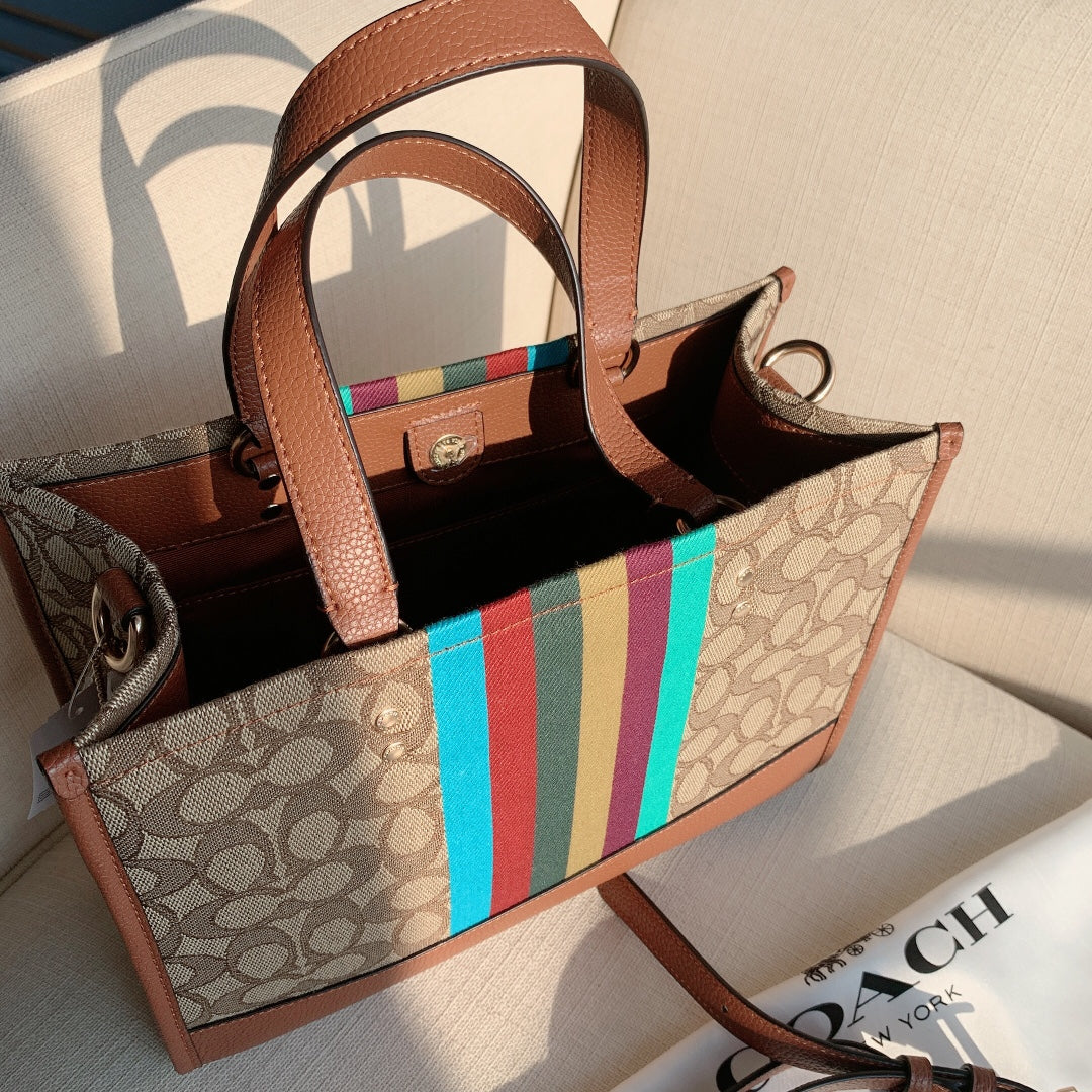 coach totes bag big size 30cm brown dempsey horizontal