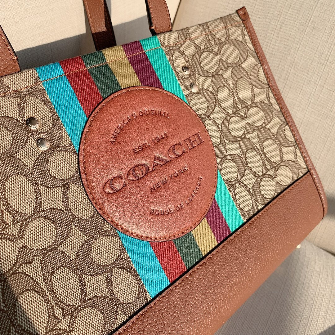 coach totes bag big size 30cm brown dempsey horizontal