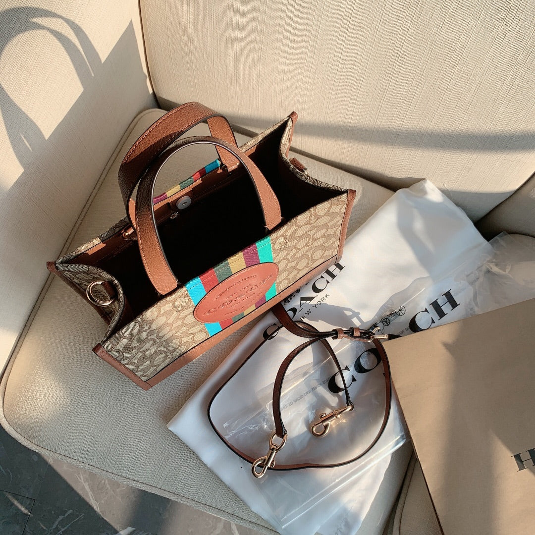 coach totes bag big size 30cm brown dempsey horizontal