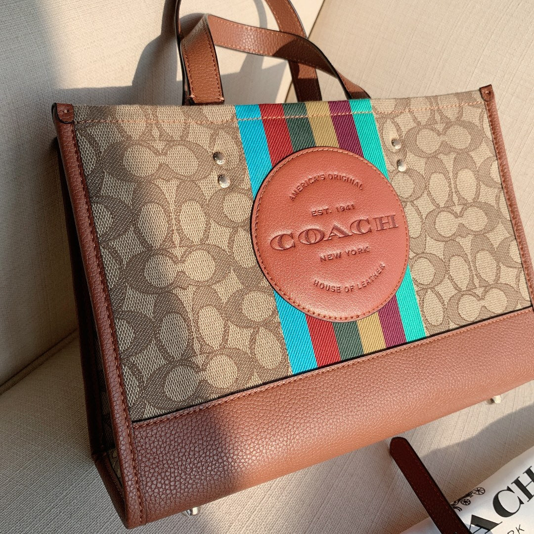 coach totes bag big size 30cm brown dempsey horizontal