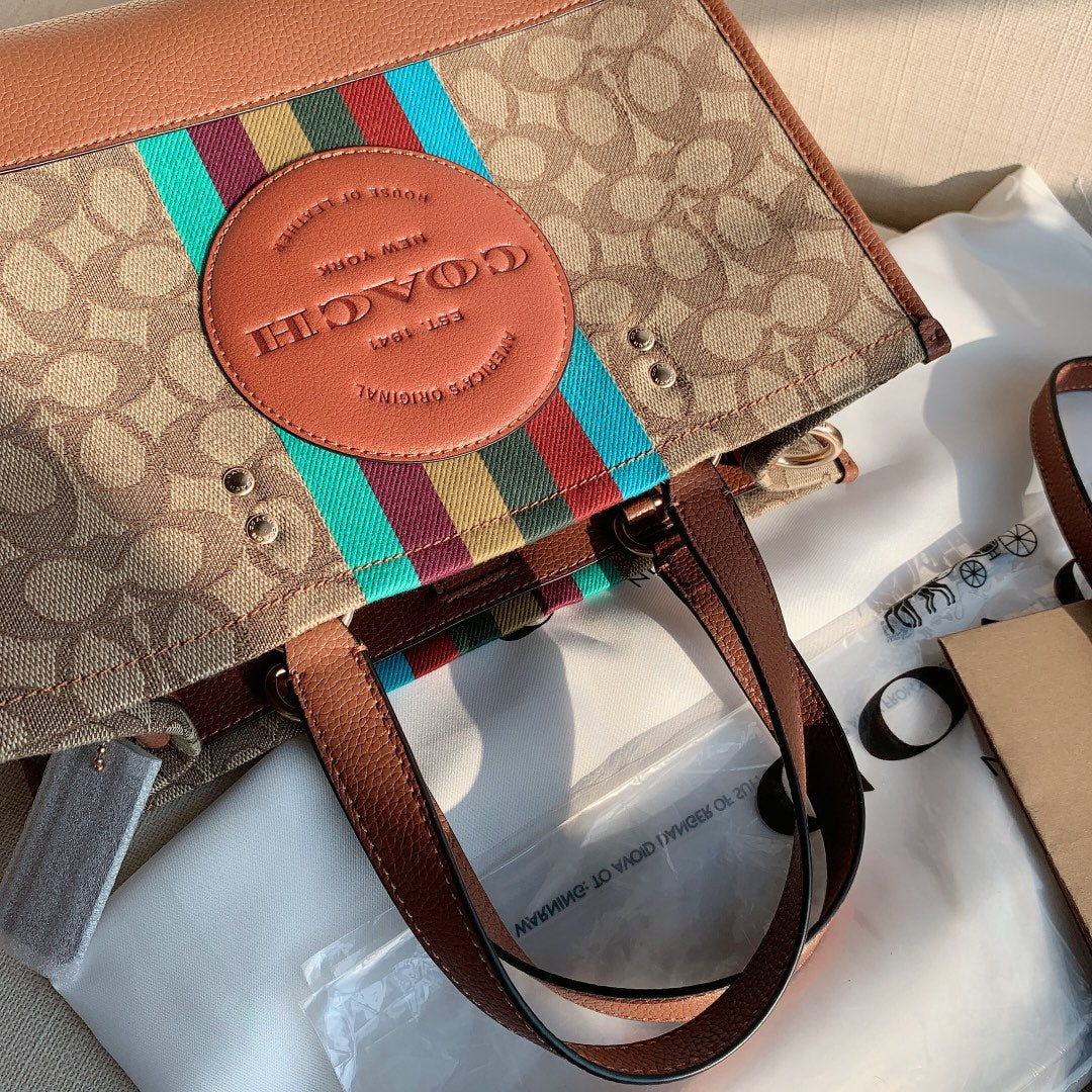 coach totes bag big size 30cm brown dempsey horizontal