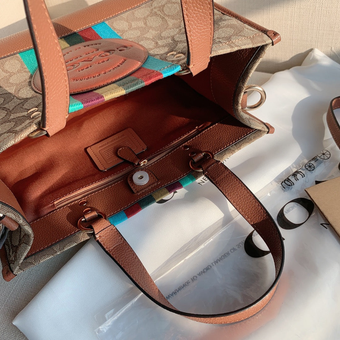 coach totes bag big size 30cm brown dempsey horizontal