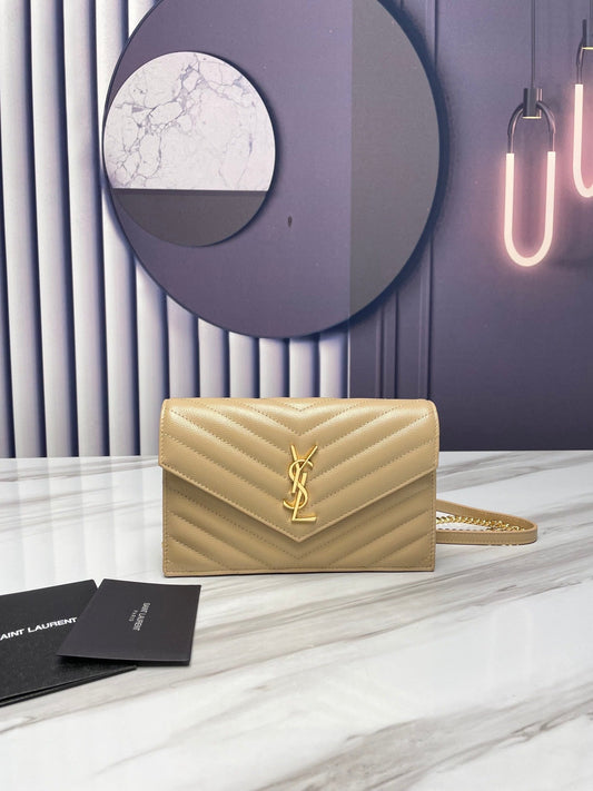 ysl apricot gold hardware envelope small bag in mix matelasse grain de poudre embossed leather 393953