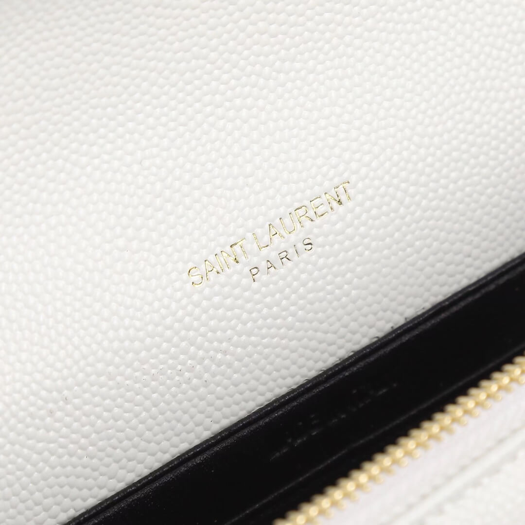 y s l kate shoulder bag white caviar leather golden chain small 393953