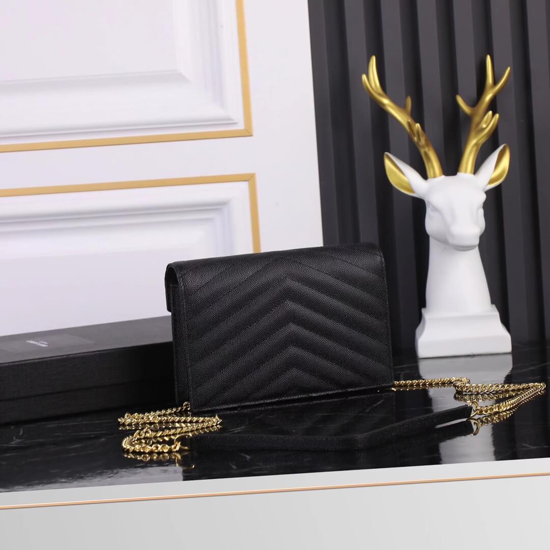y s l kate shoulder bag black caviar leather golden chain small 393953