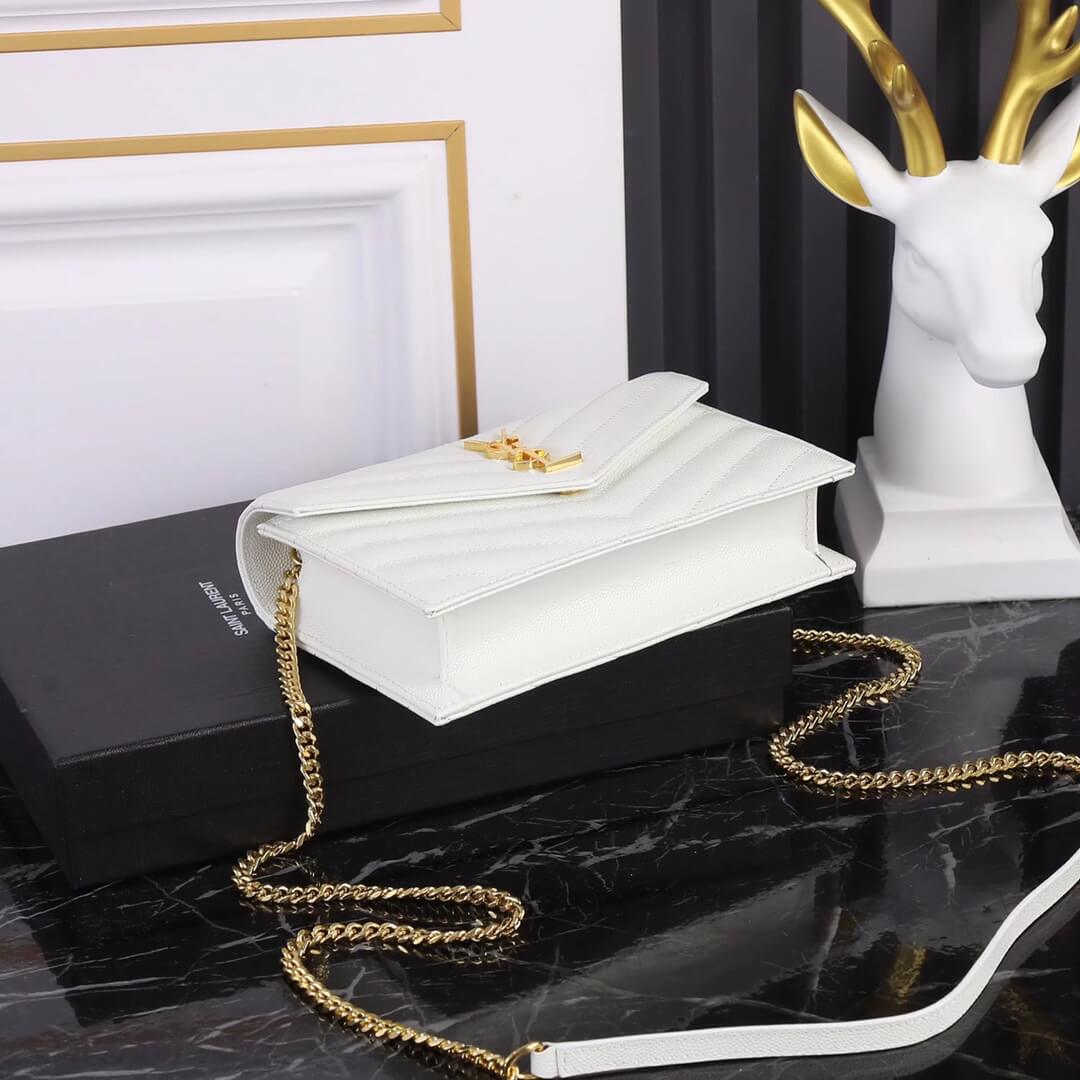 y s l kate shoulder bag white caviar leather golden chain small 393953