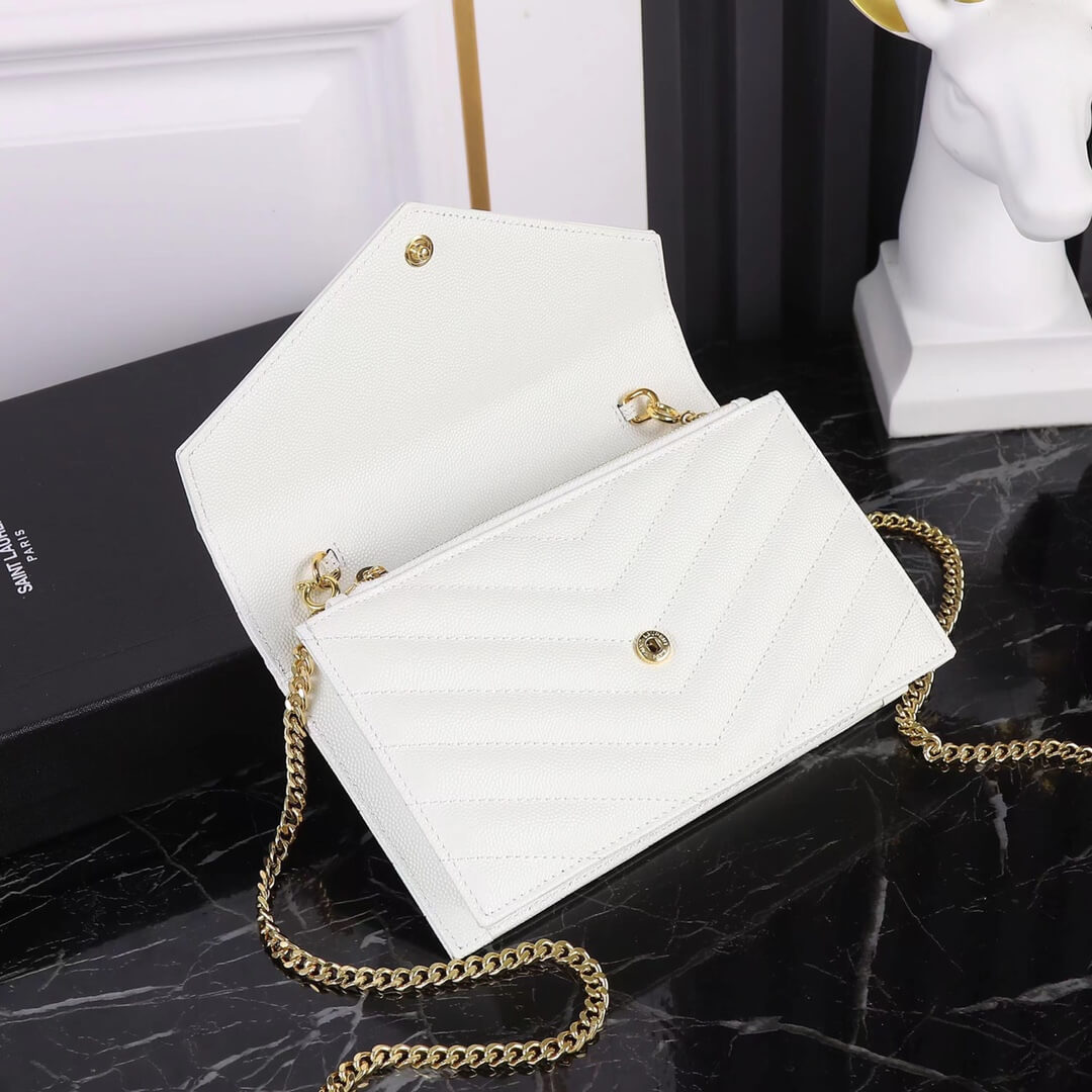 y s l kate shoulder bag white caviar leather golden chain small 393953