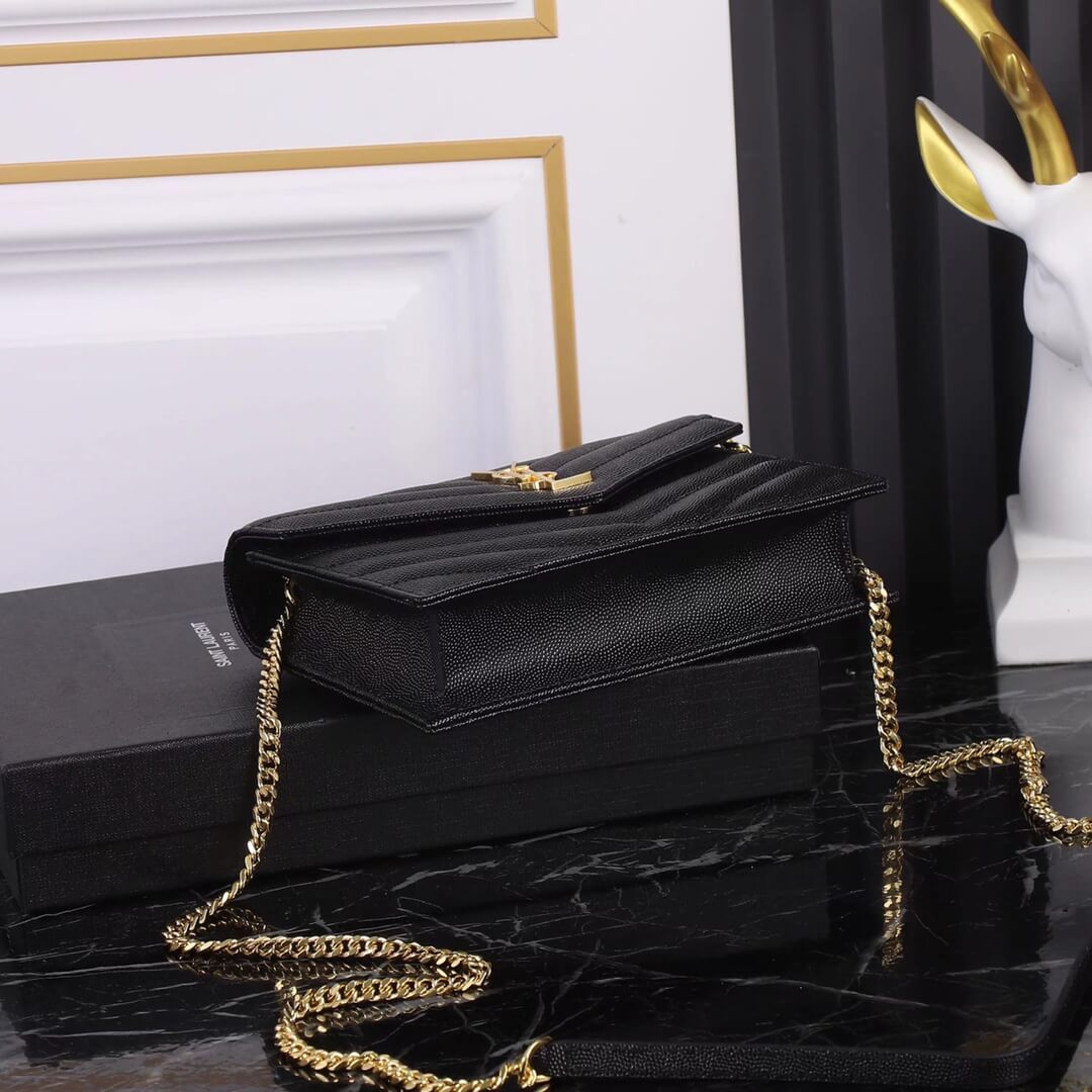 y s l kate shoulder bag black caviar leather golden chain small 393953