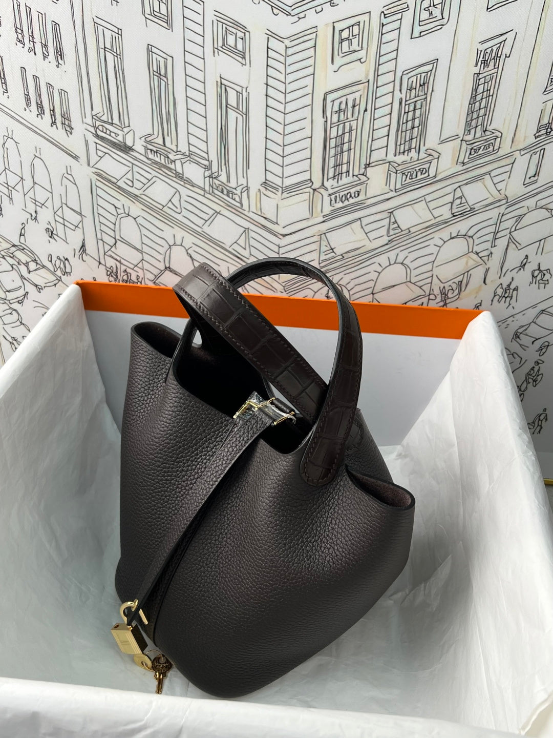 Hermes Picotin 18 Touch Crocodile Ebony Gold Hardware HM18T22
