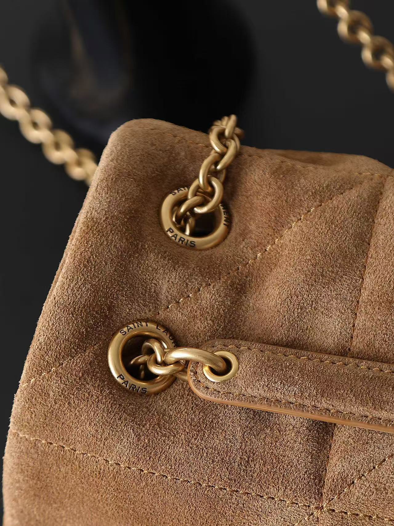 YSL Solferino suede underarm bag KT12193 Brown