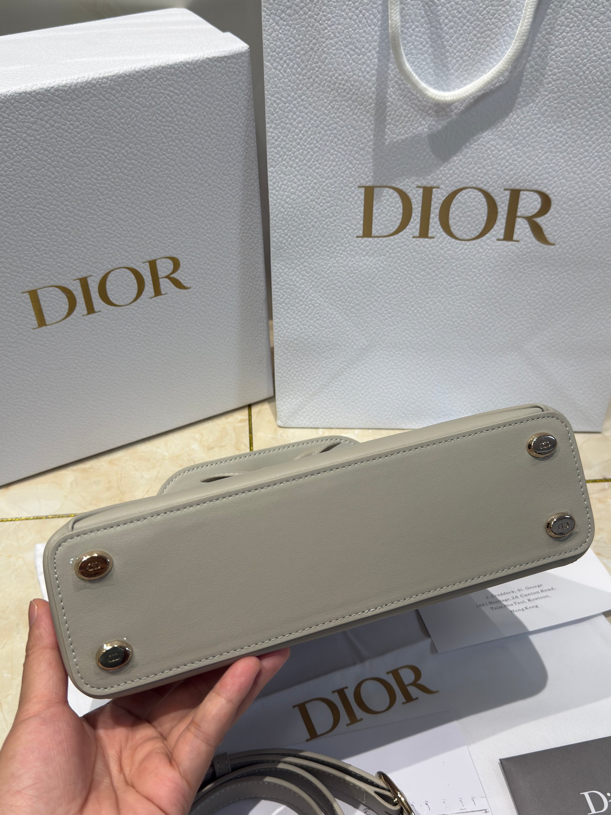 Dior Bow Tote Grey Gold Hardware DO0737 - Image 8