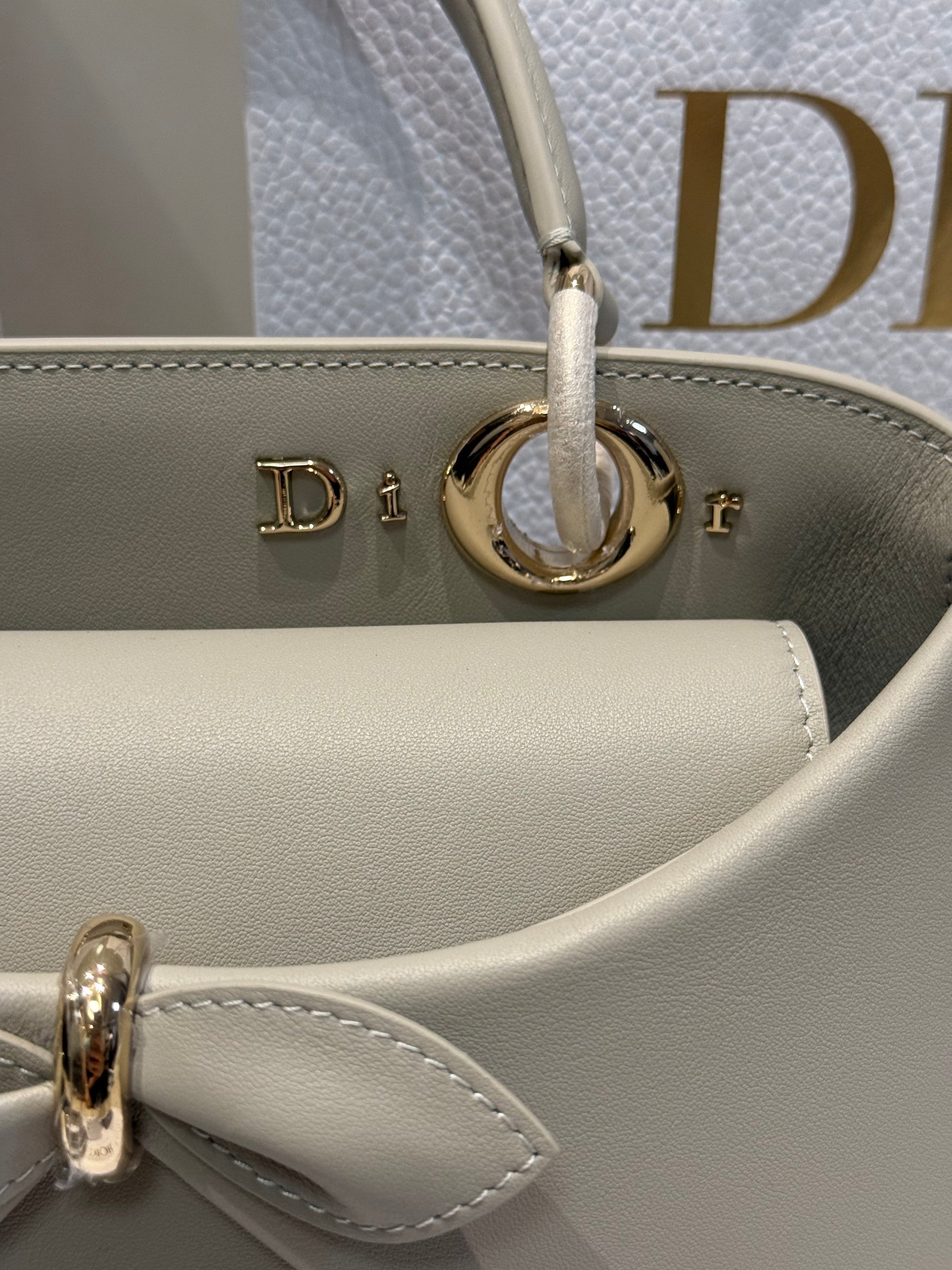 Dior Bow Tote Grey Gold Hardware DO0737 - Image 11