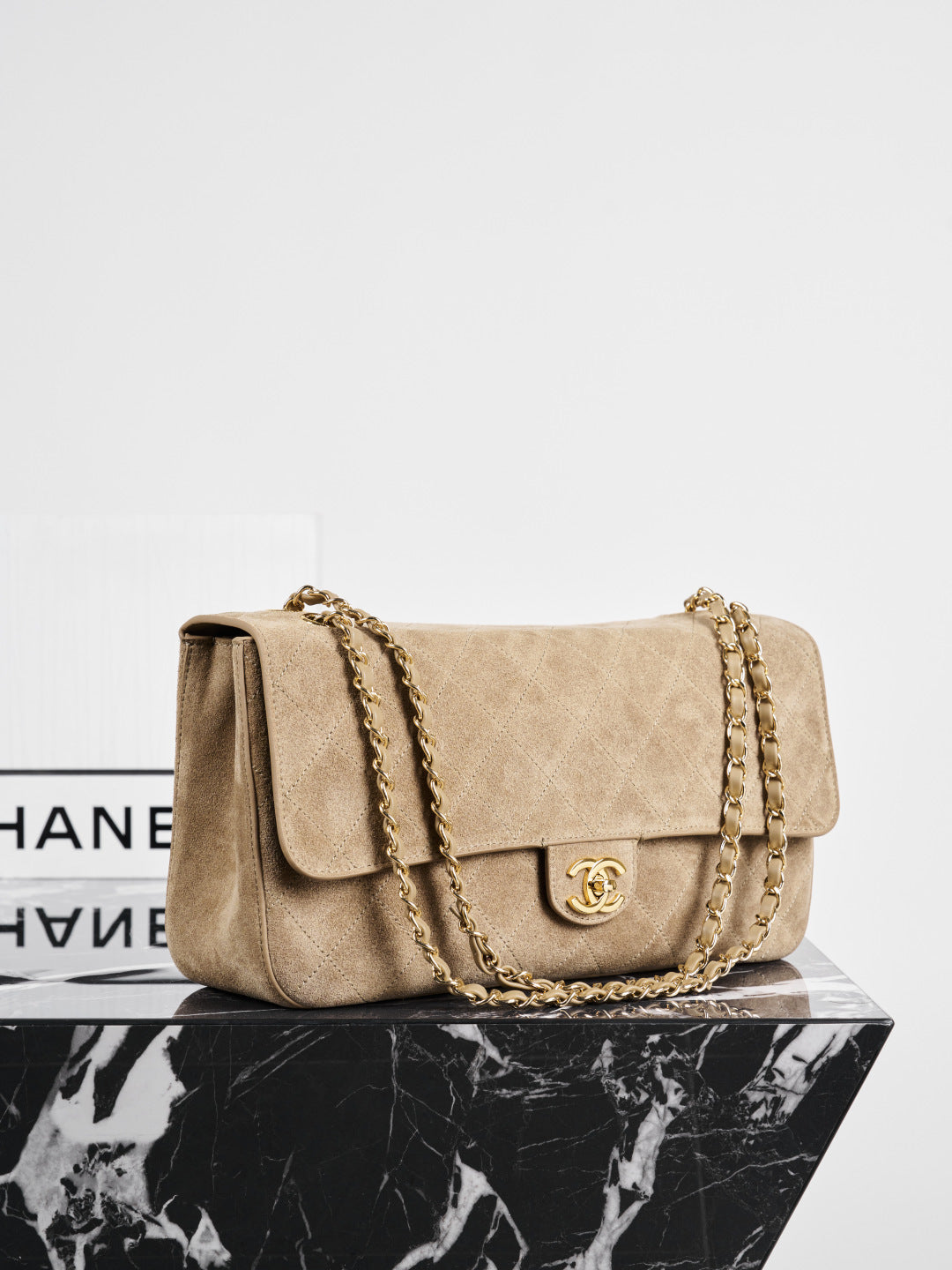 Chanel Maxi Flap Dark Beige Suede - Image 1