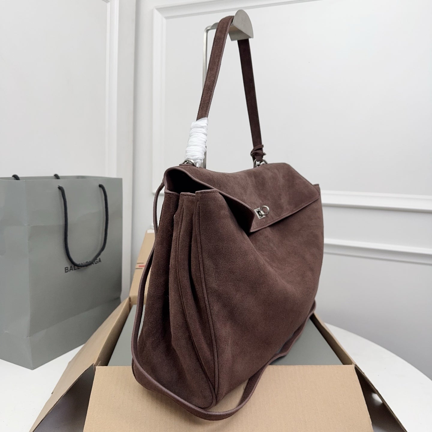 New suede leather lining sheepskin Balenciaga Rodeo 40CM XY25115