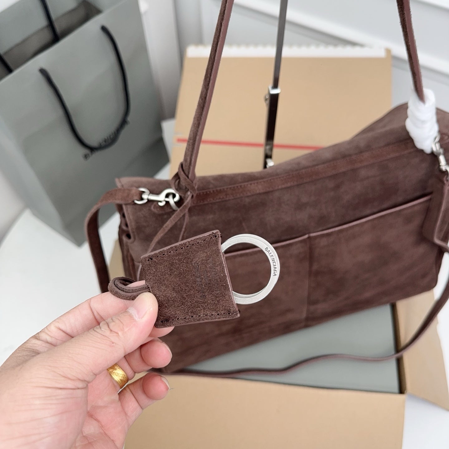 New suede leather lining sheepskin Balenciaga Rodeo 40CM XY25115