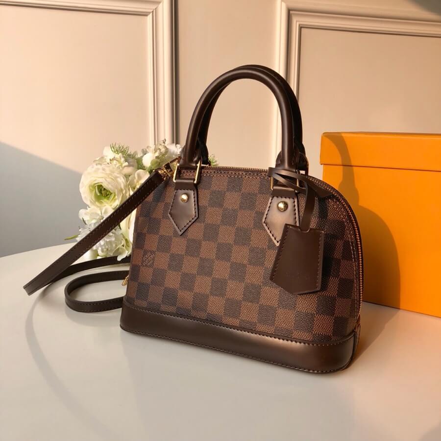 41221 alma bb 25cm handbag shoulder bag cross body bags brown calfskin monogram