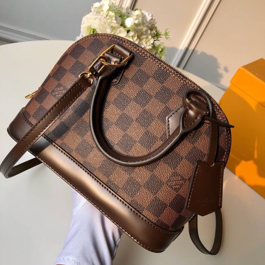 41221 alma bb 25cm handbag shoulder bag cross body bags brown calfskin monogram