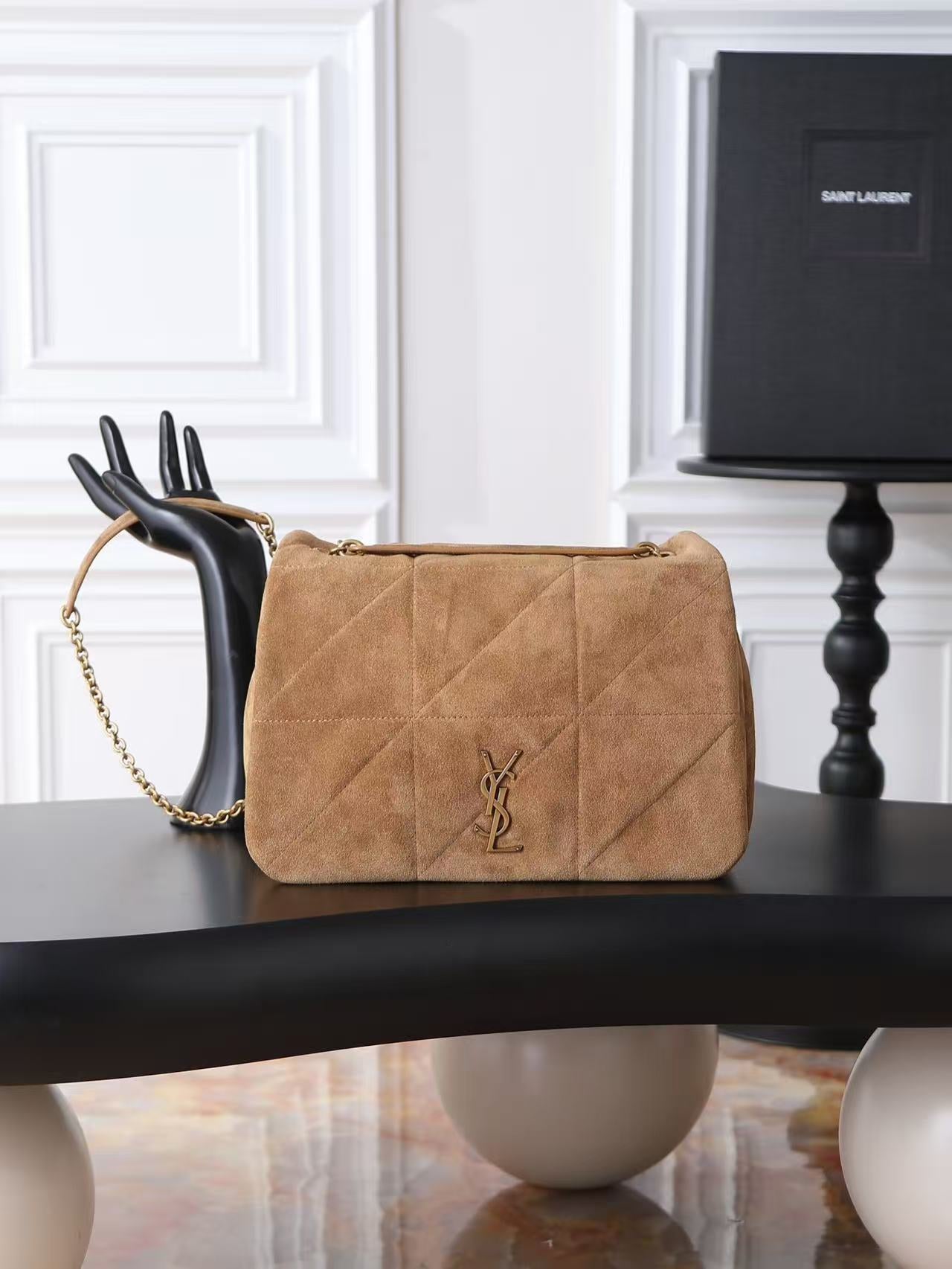 YSL Solferino suede underarm bag KT12193 Brown