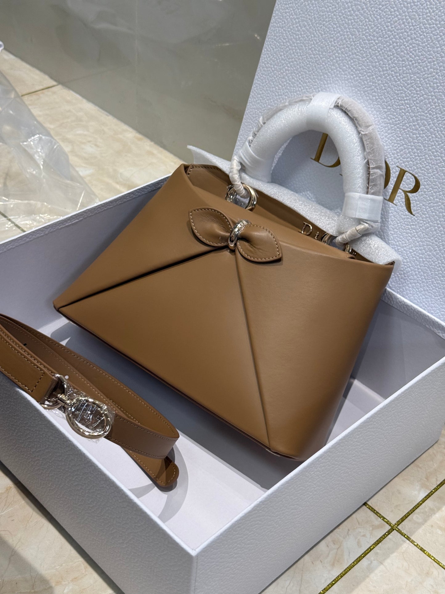 Dior Bow Tote Brown Gold Hardware DO0737 - Image 4