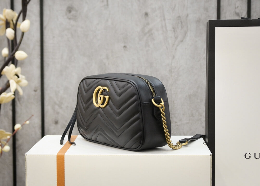 gc 448065 marmont black leather small size