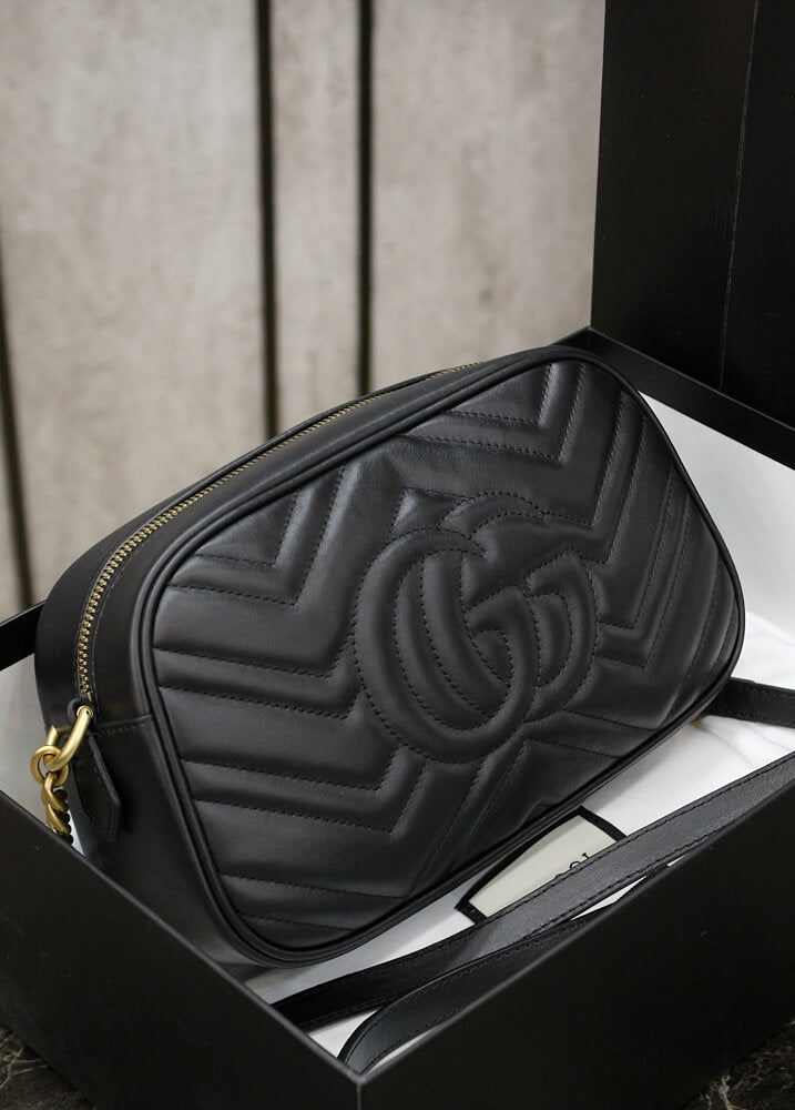 gc 448065 marmont black leather small size