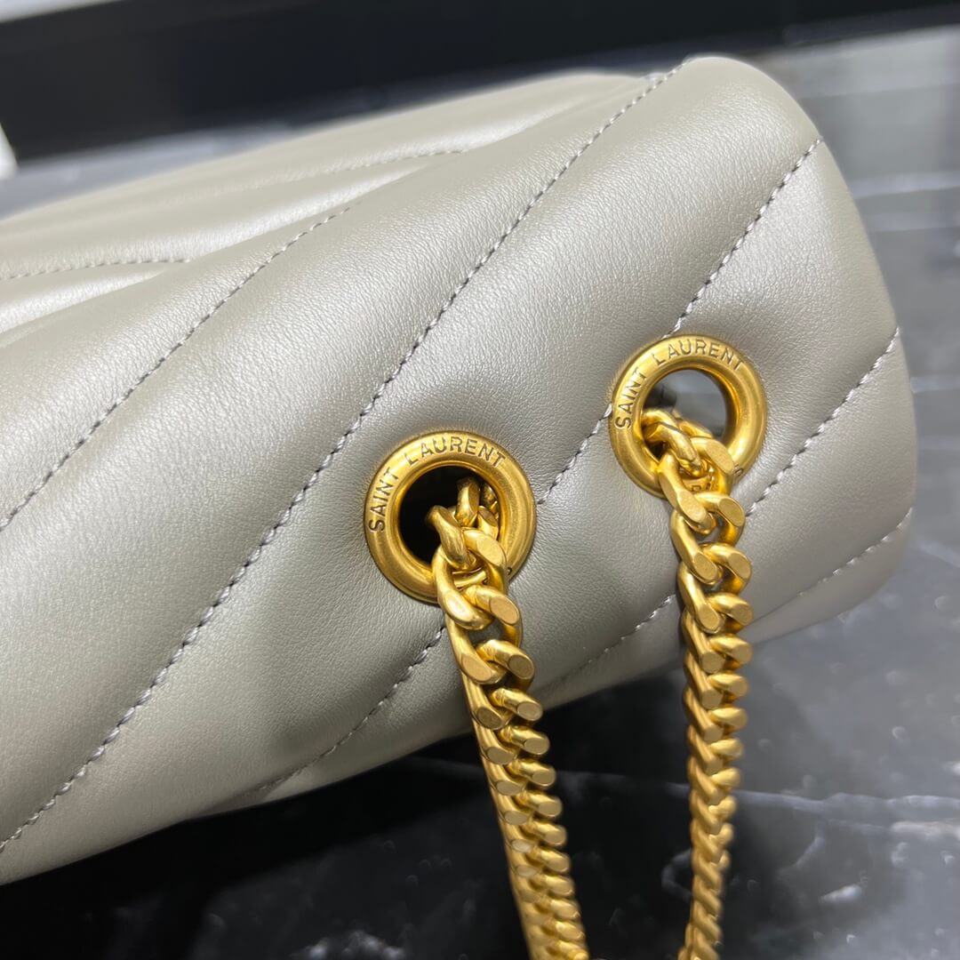 ysl 459749 shoulder bag grey yellow metal white