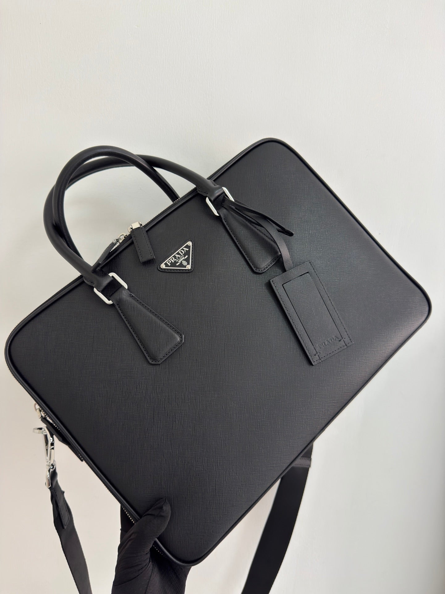 Prada Double Briefcase 2VE022 Black - View 3