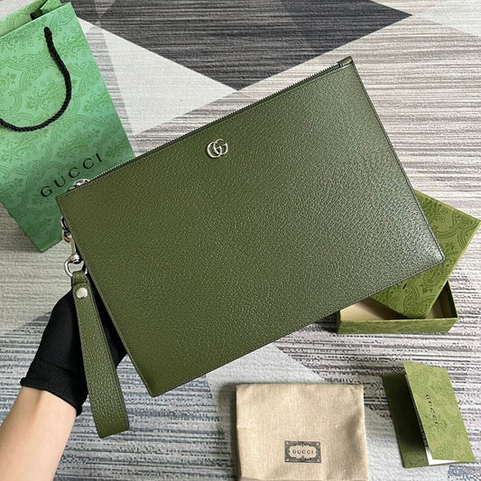 475317 marmont leather pouch clutch bag mens handbag green