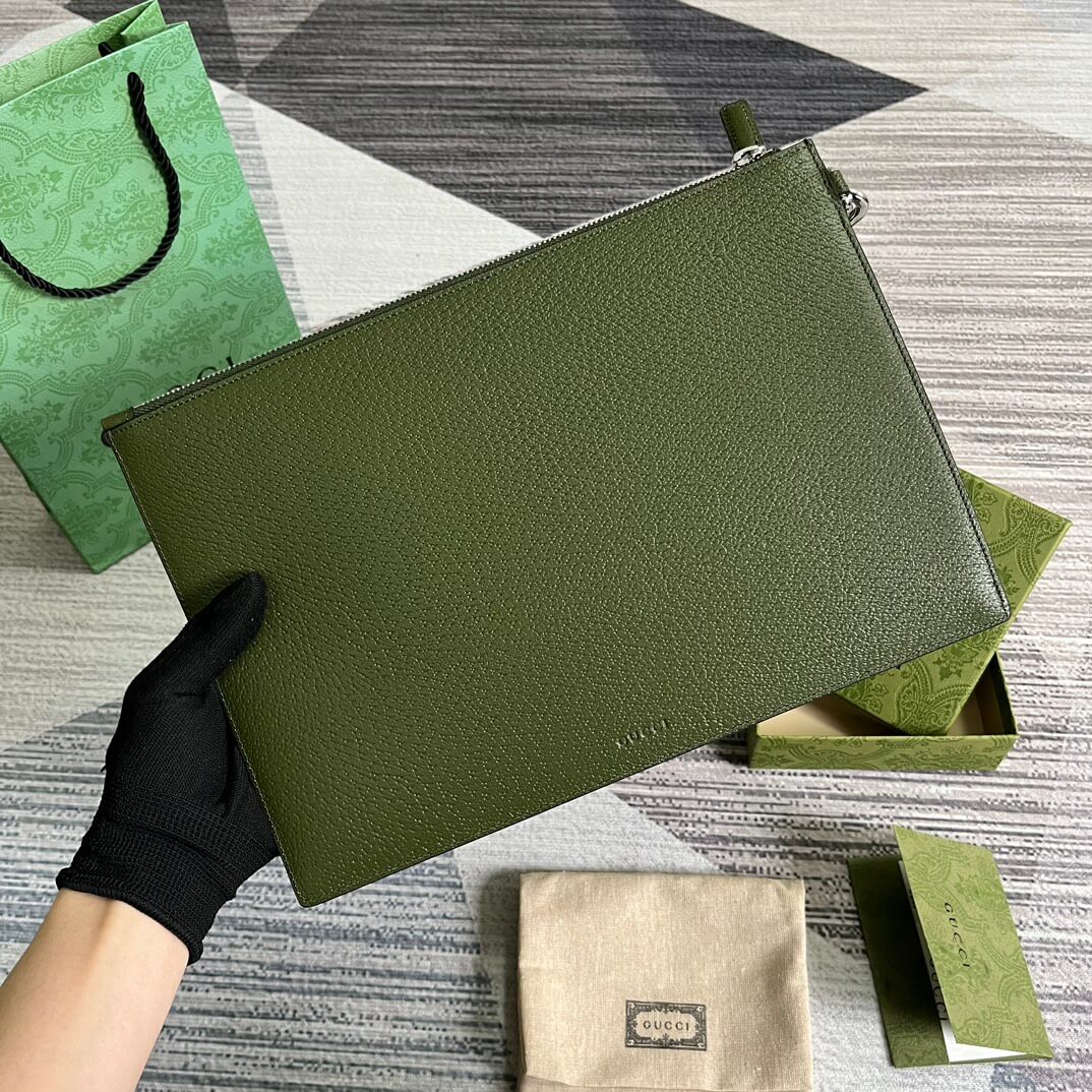 475317 marmont leather pouch clutch bag mens handbag green
