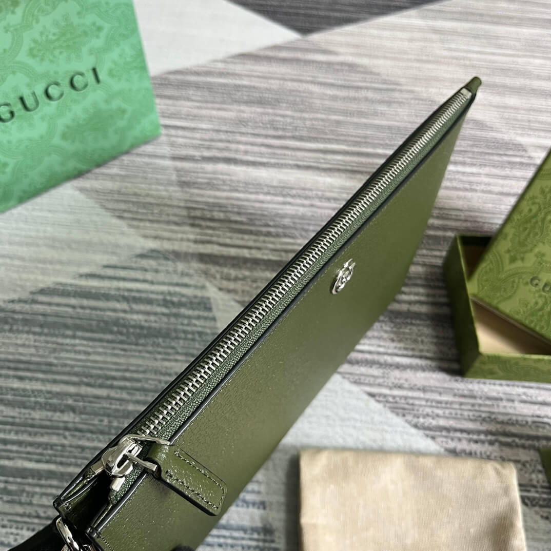 475317 marmont leather pouch clutch bag mens handbag green