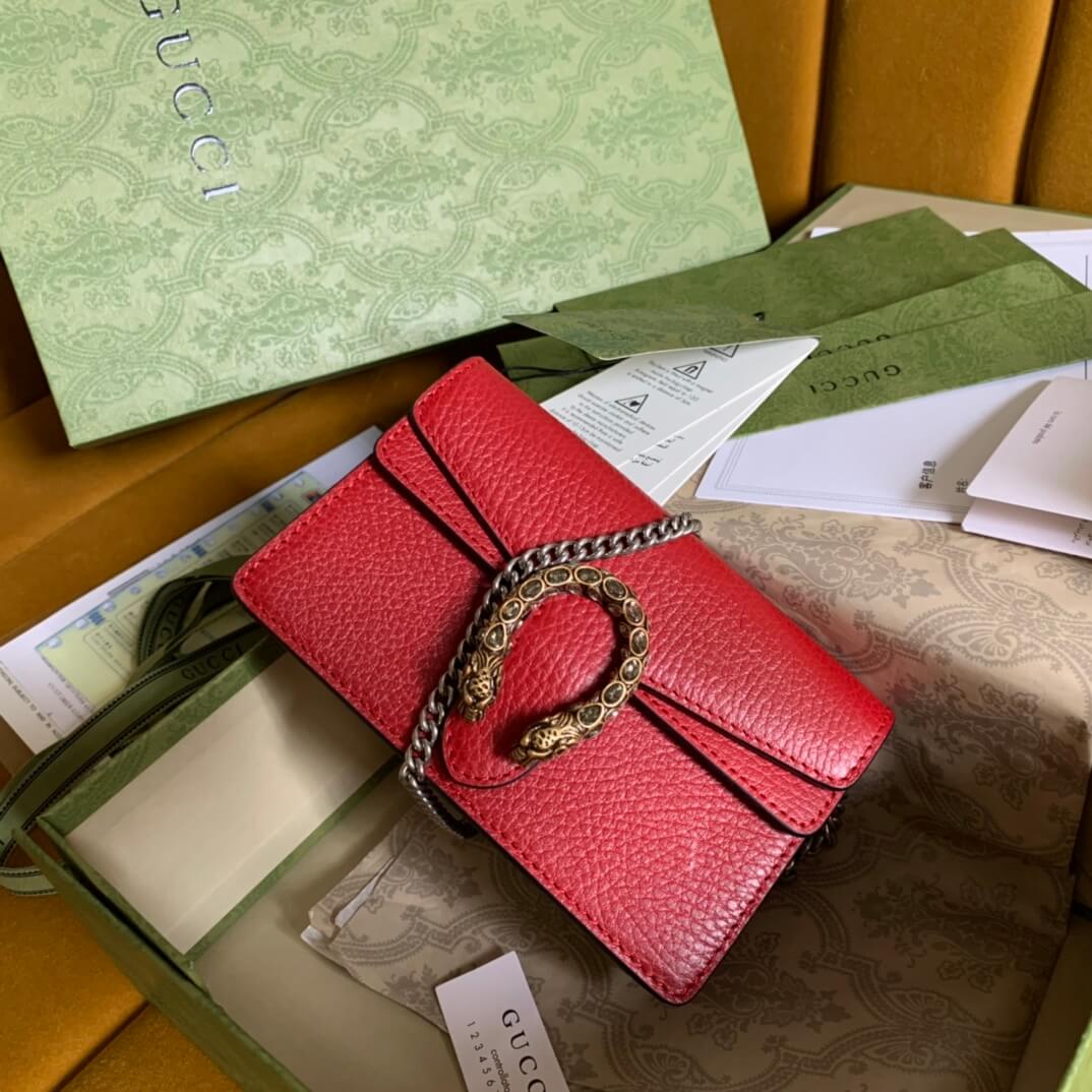 476432 dionysus gg 16 5cm red cowhide real leather