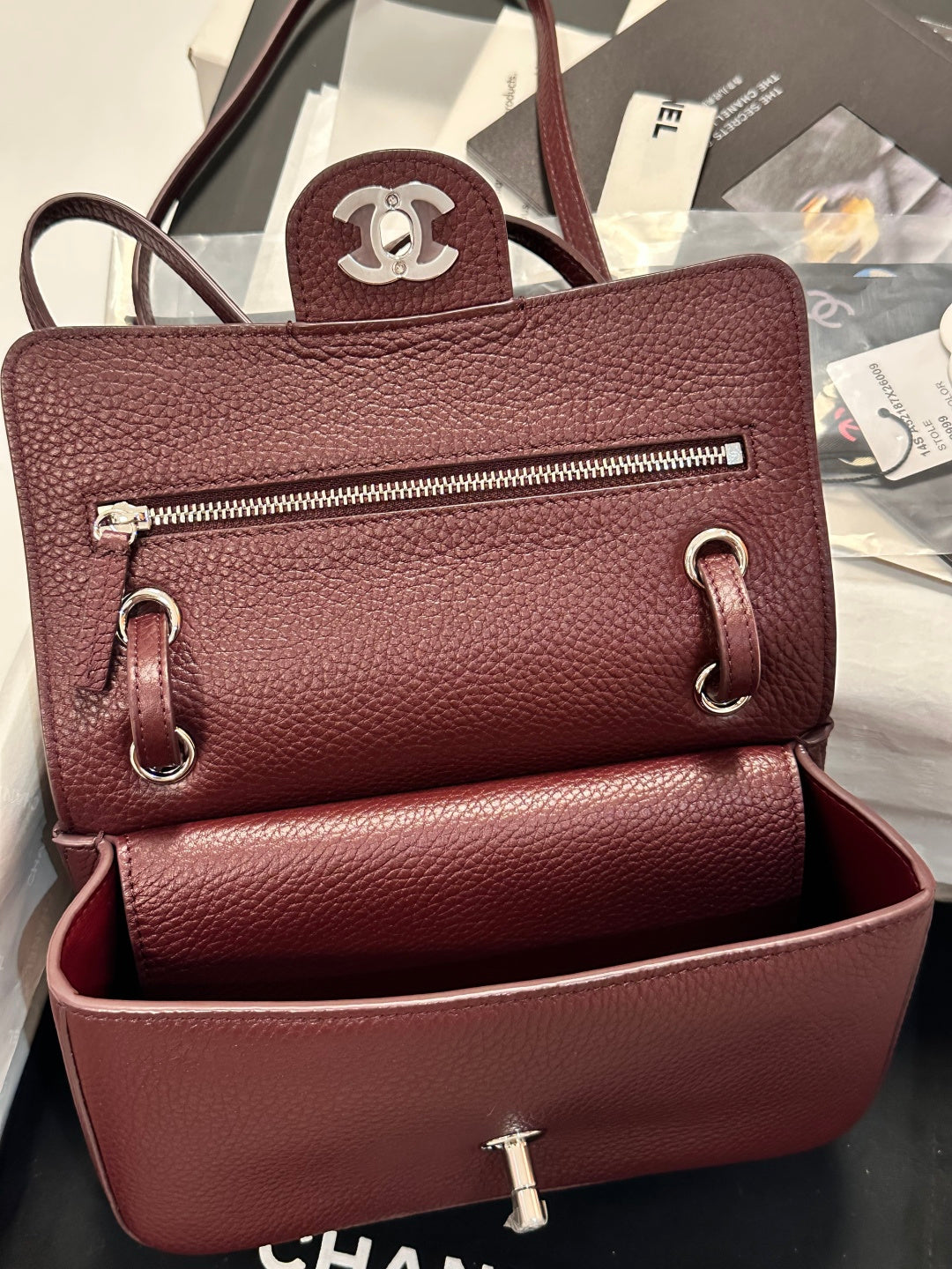 Chanel Maxi Flap Bag Wine Red Gold Hardware AS6573