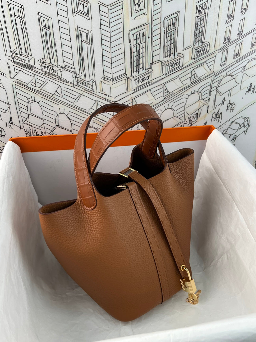 Hermes Picotin 18 Touch Crocodile Golden Brown Gold Hardware HM18T22
