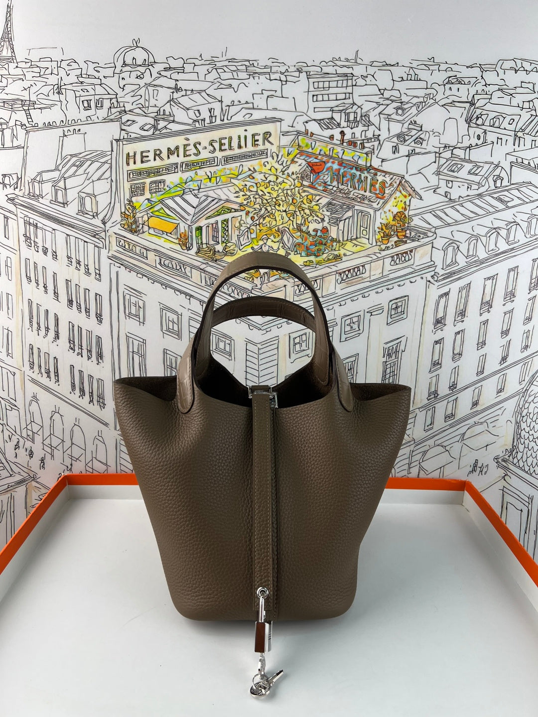 Hermes Picotin 18 Touch Crocodile Elephant Grey Silver Hardware HM18T22