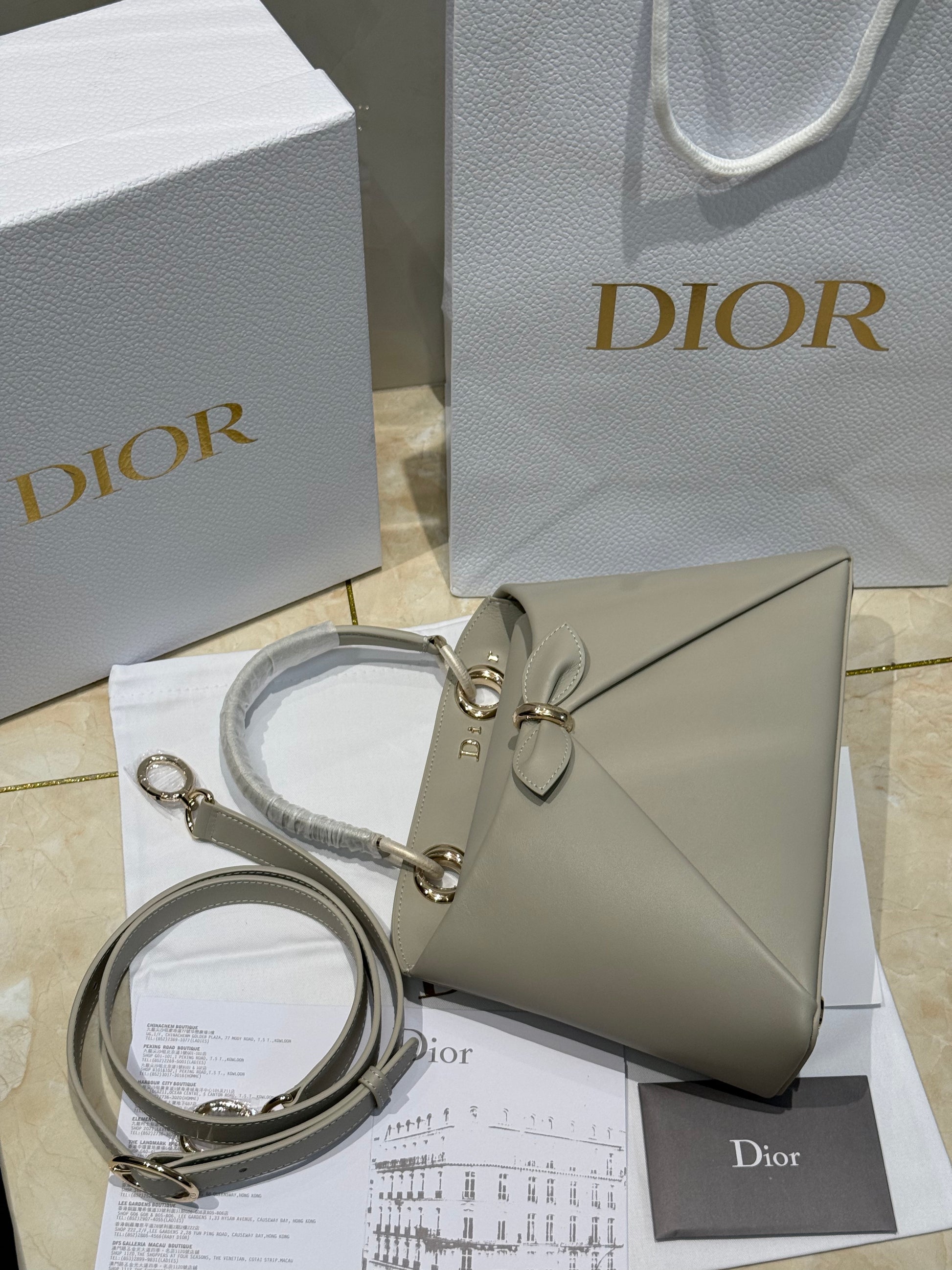 Dior Bow Tote Grey Gold Hardware DO0737 - Image 2