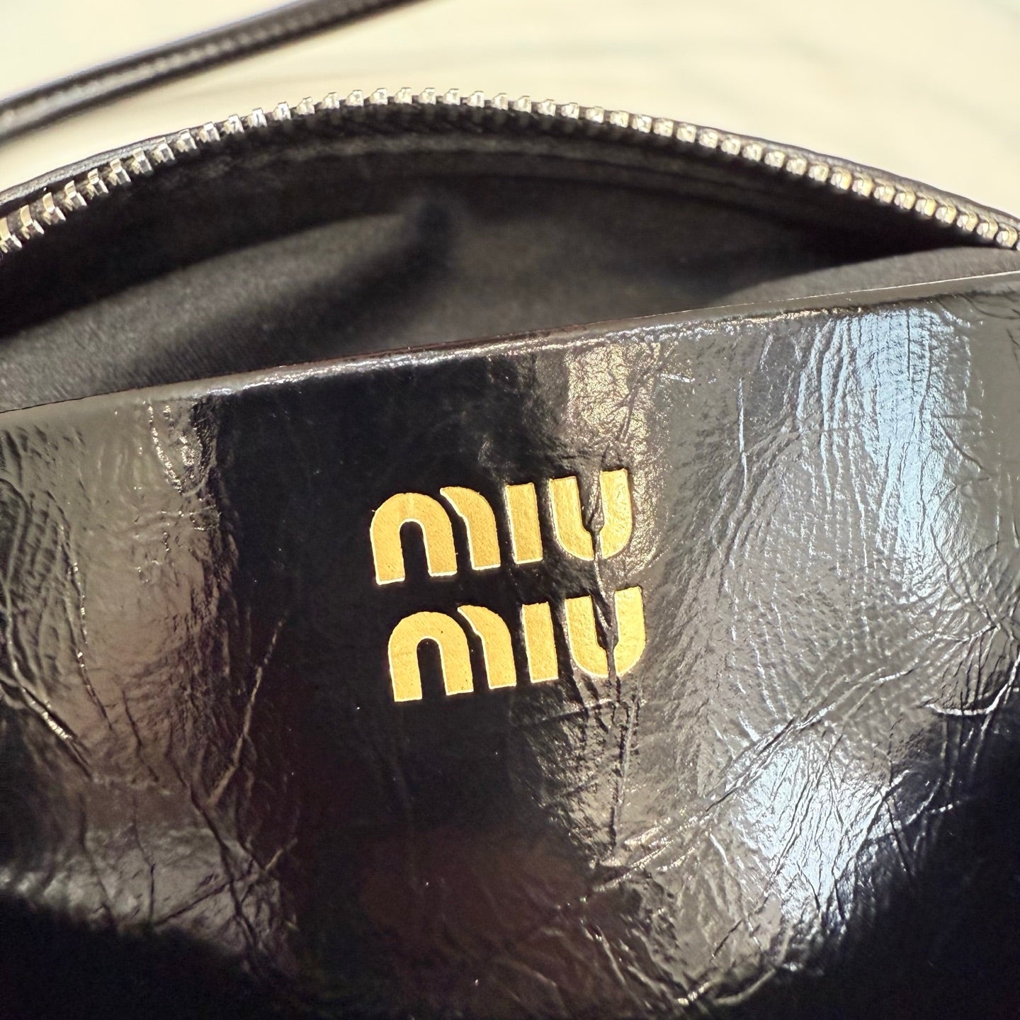 Miu Miu Classic Shoulder Bag Black Patent Leather 5NE029