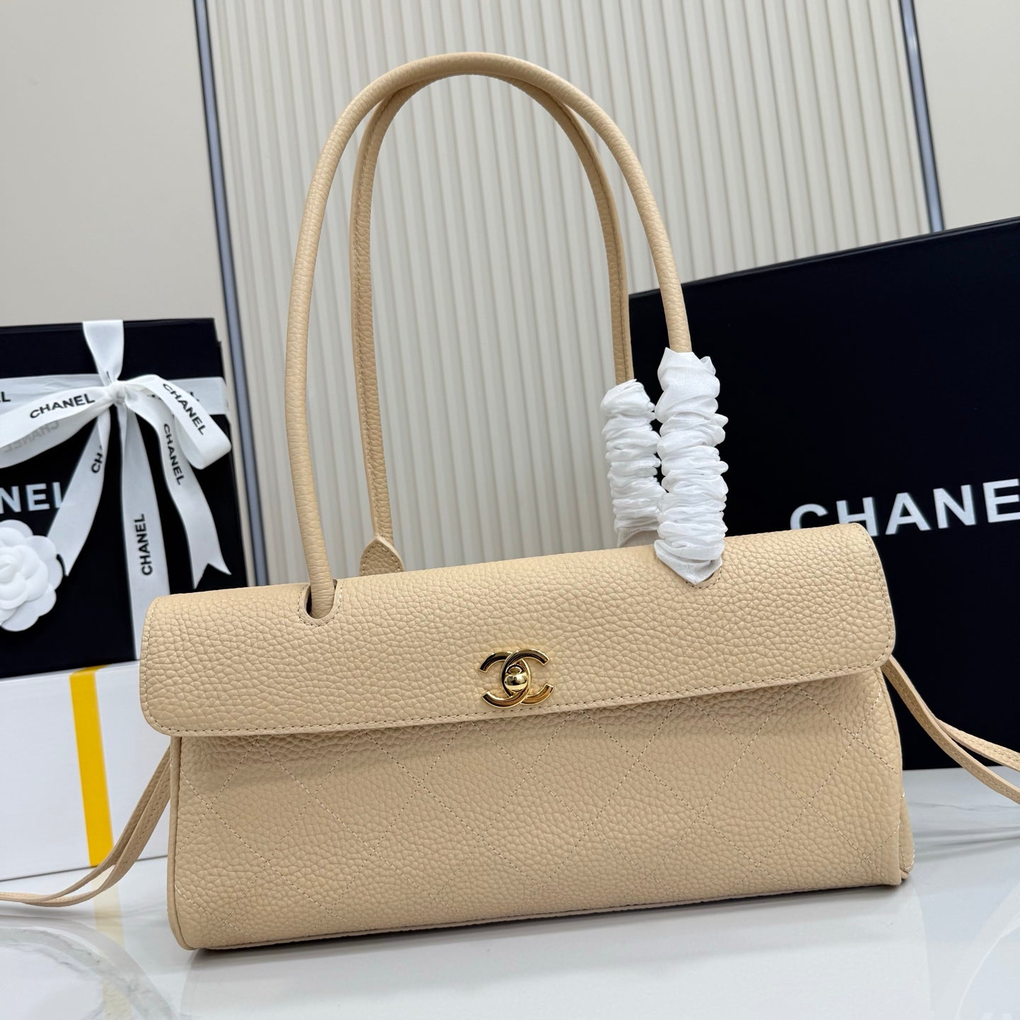 Chanel 26S Flap Bag Apricot Calfskin AS6288