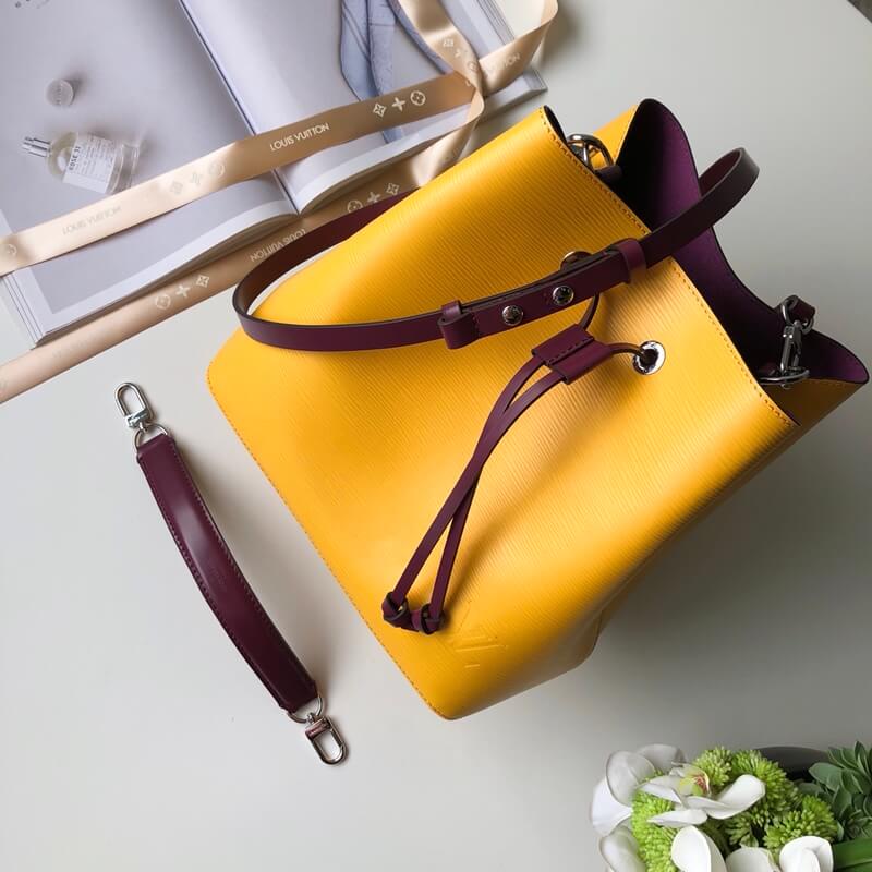 54369 lockme bucket messenger bucket bag handbag shoulder bag yellow lambskin