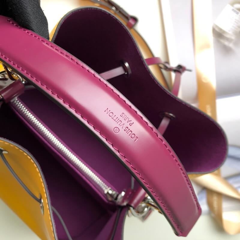 54369 lockme bucket messenger bucket bag handbag shoulder bag yellow lambskin