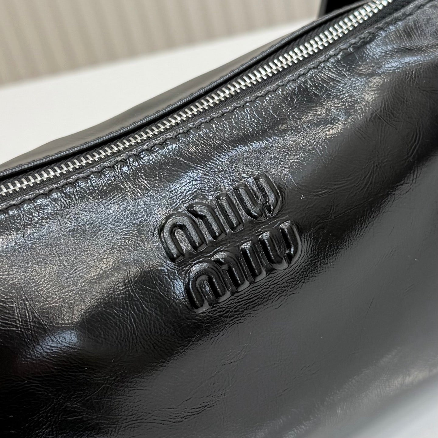 Miu Miu Classic Shoulder Bag Black Patent Leather 5NE029