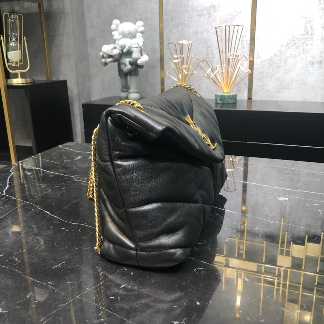 577475 loulou puffer calfskin black gold hardware 35cm