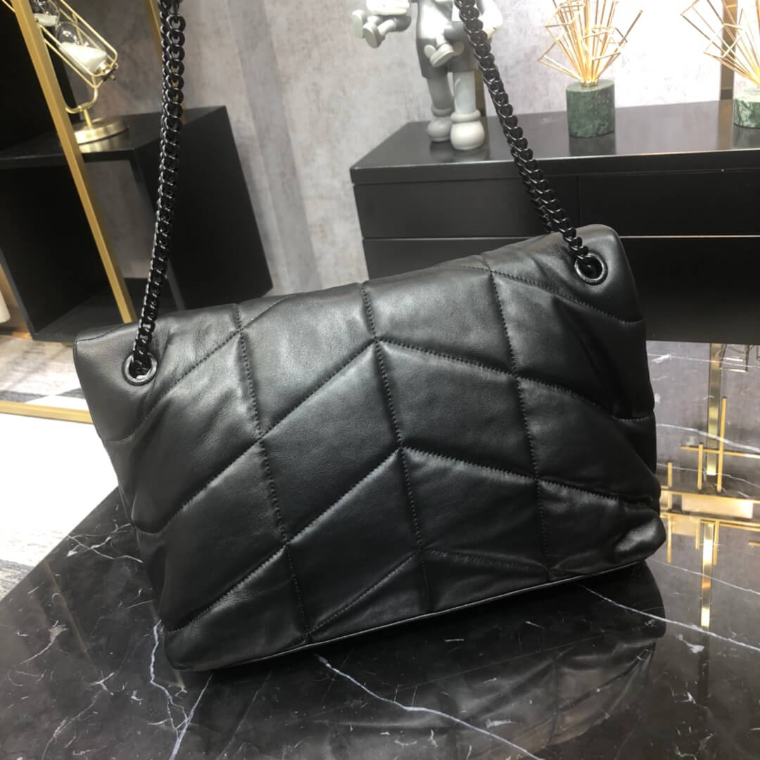 577475 loulou puffer calfskin black silver hardware 35cm