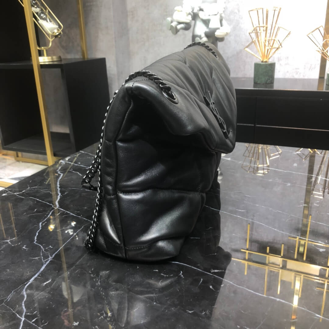 577475 loulou puffer calfskin dark green gold hardware 35cm 1