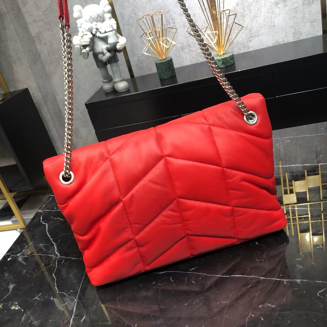 577475 loulou puffer calfskin black silver hardware 35cm
