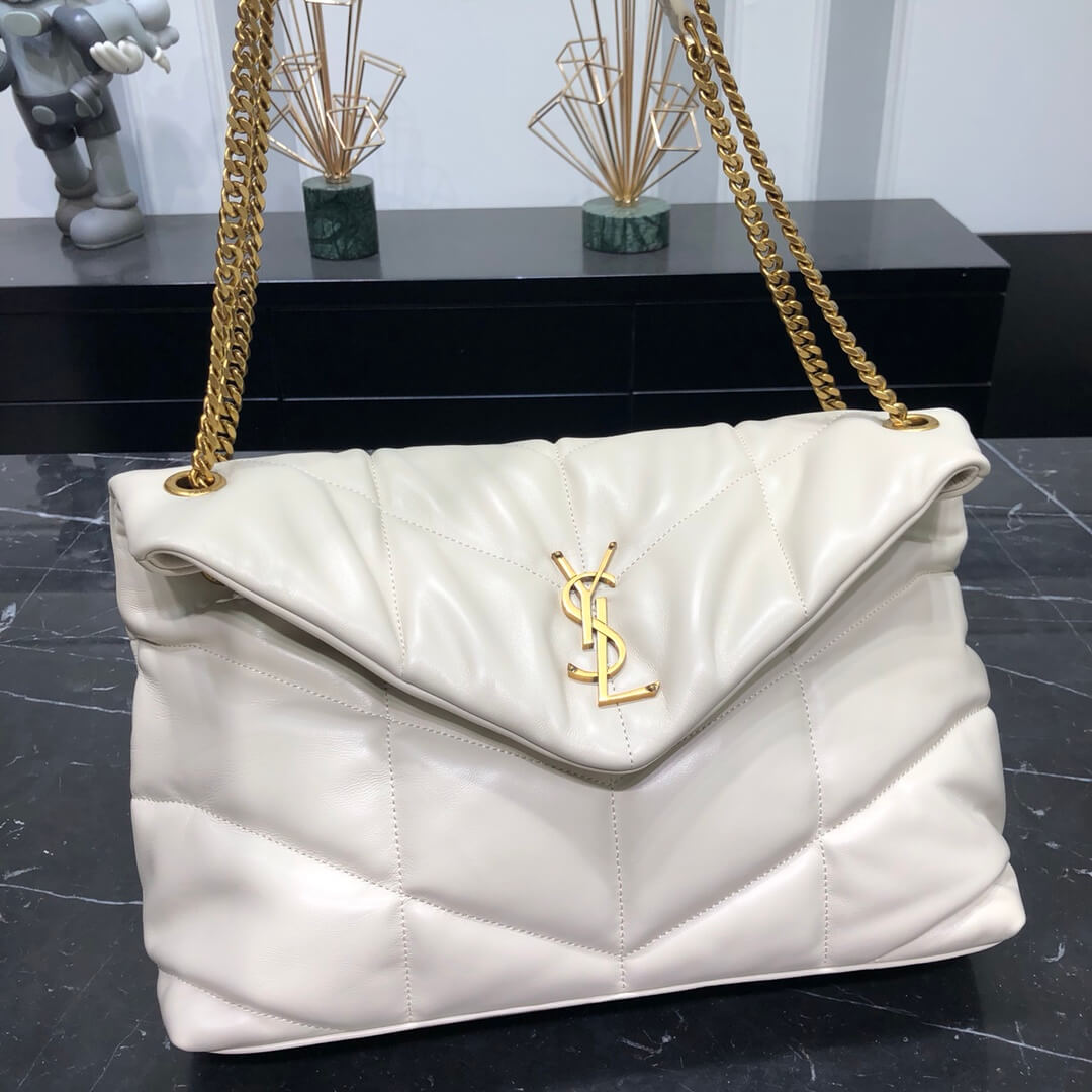 577475 loulou puffer calfskin red gold hardware 35cm 1
