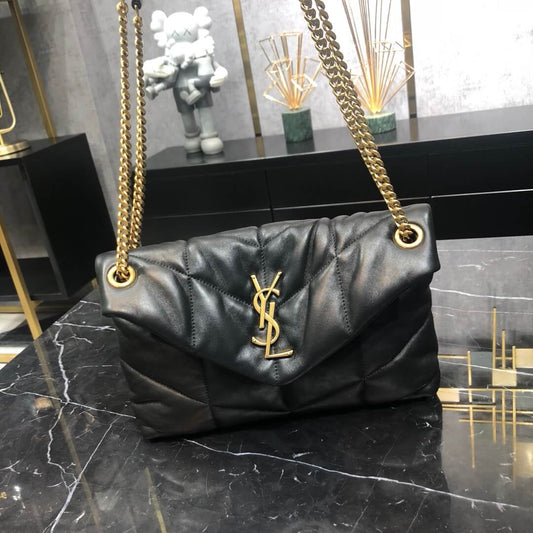 577476 cross body bags shoulder bag calfskin black gold hardware 29cm