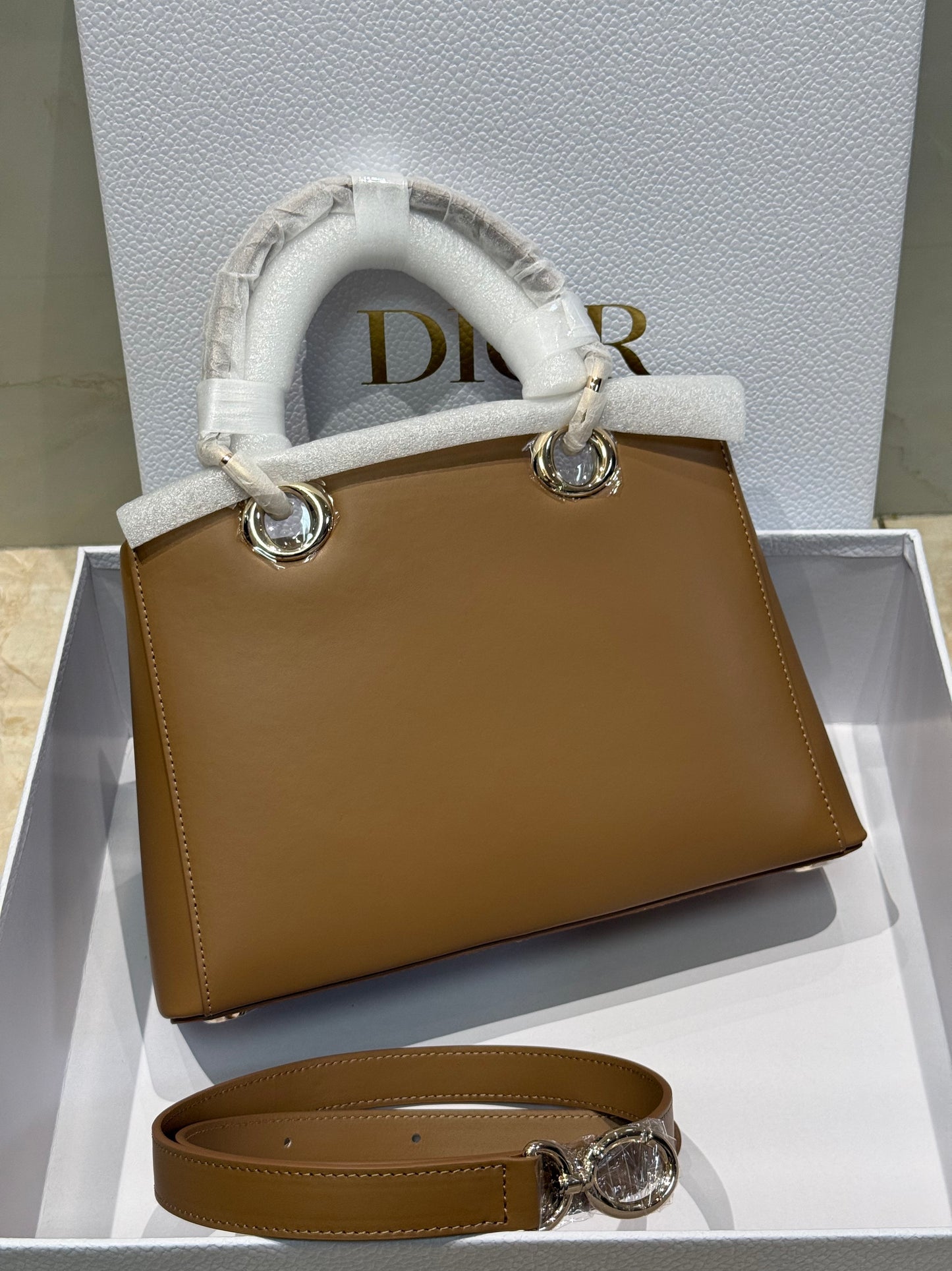 Dior Bow Tote Brown Gold Hardware DO0737 - Image 5