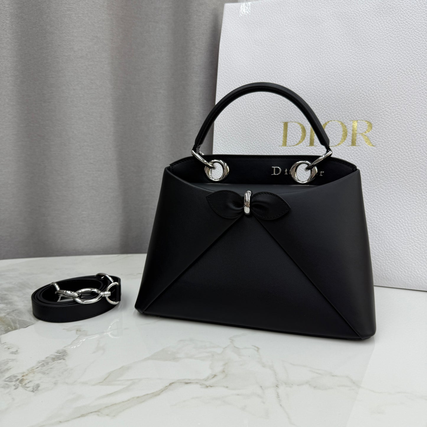Dior Bow Tote Black Hardware DO0737 - Image 6