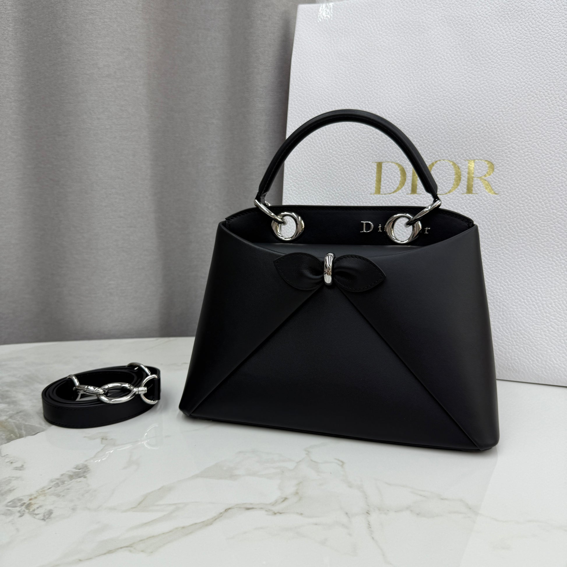 Dior Bow Tote Black Hardware DO0737 - Image 6