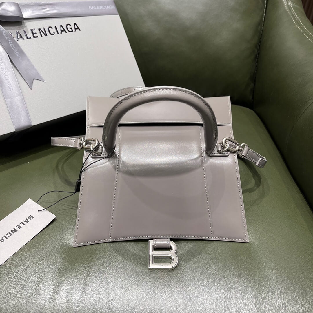 5935461 womens hourglass small handbag box in grey shiny box calfskin